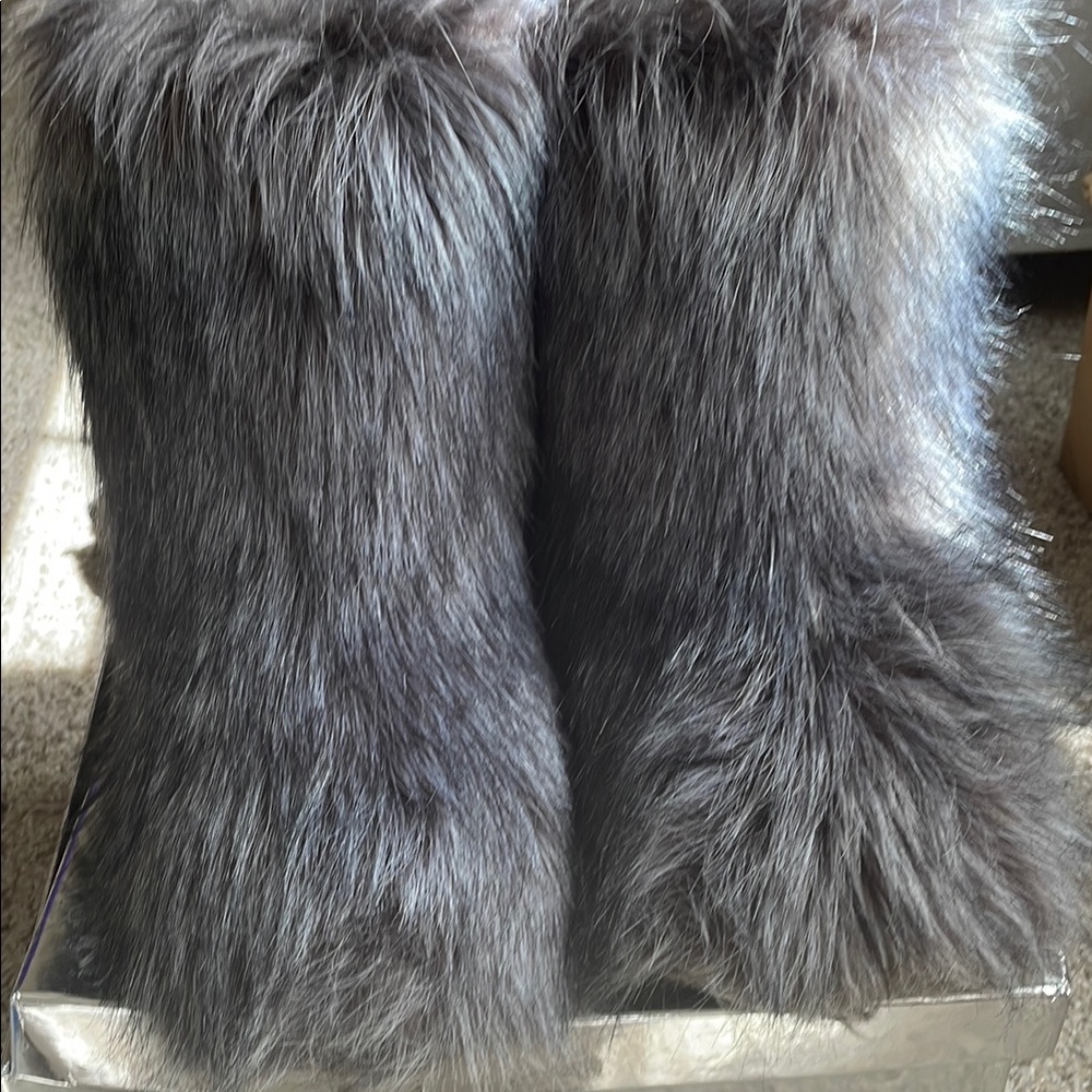 Gray Faux Fur Boots